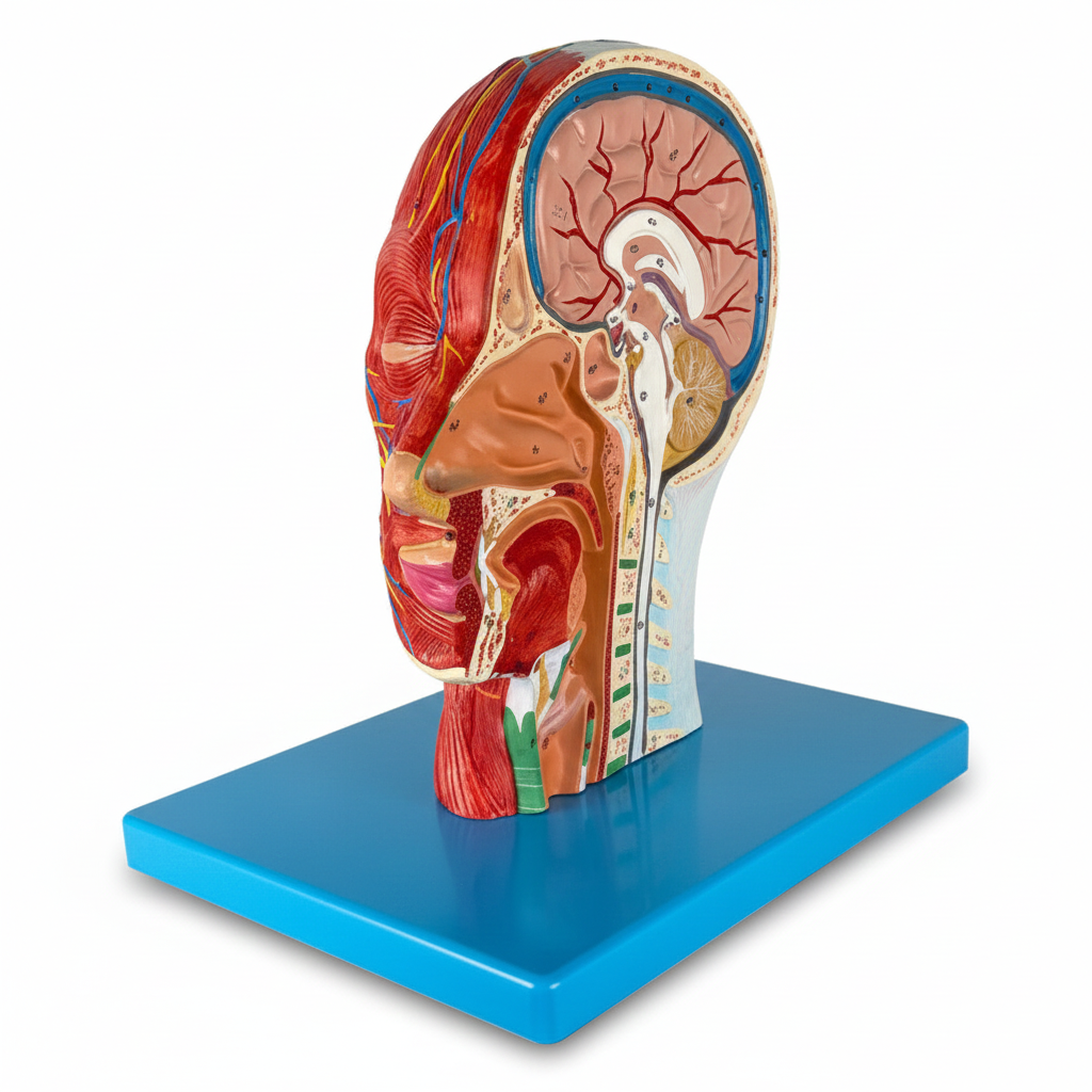 MOD. METADE DA CABEÇA COM MUSCULATURA, EM CORTE SAGITAL