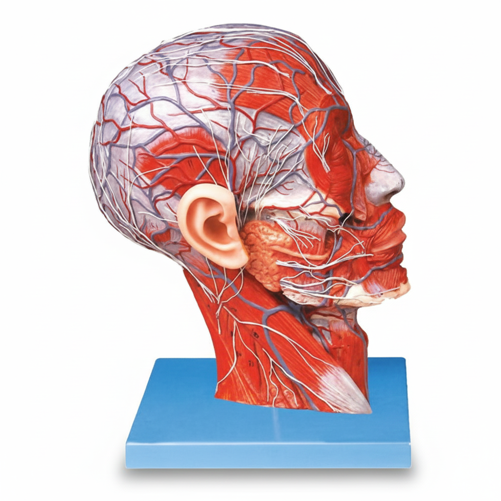MOD. METADE DA CABEÇA LUXO, COM MUSCULATURA E VASOS, EM CORTE SAGITAL